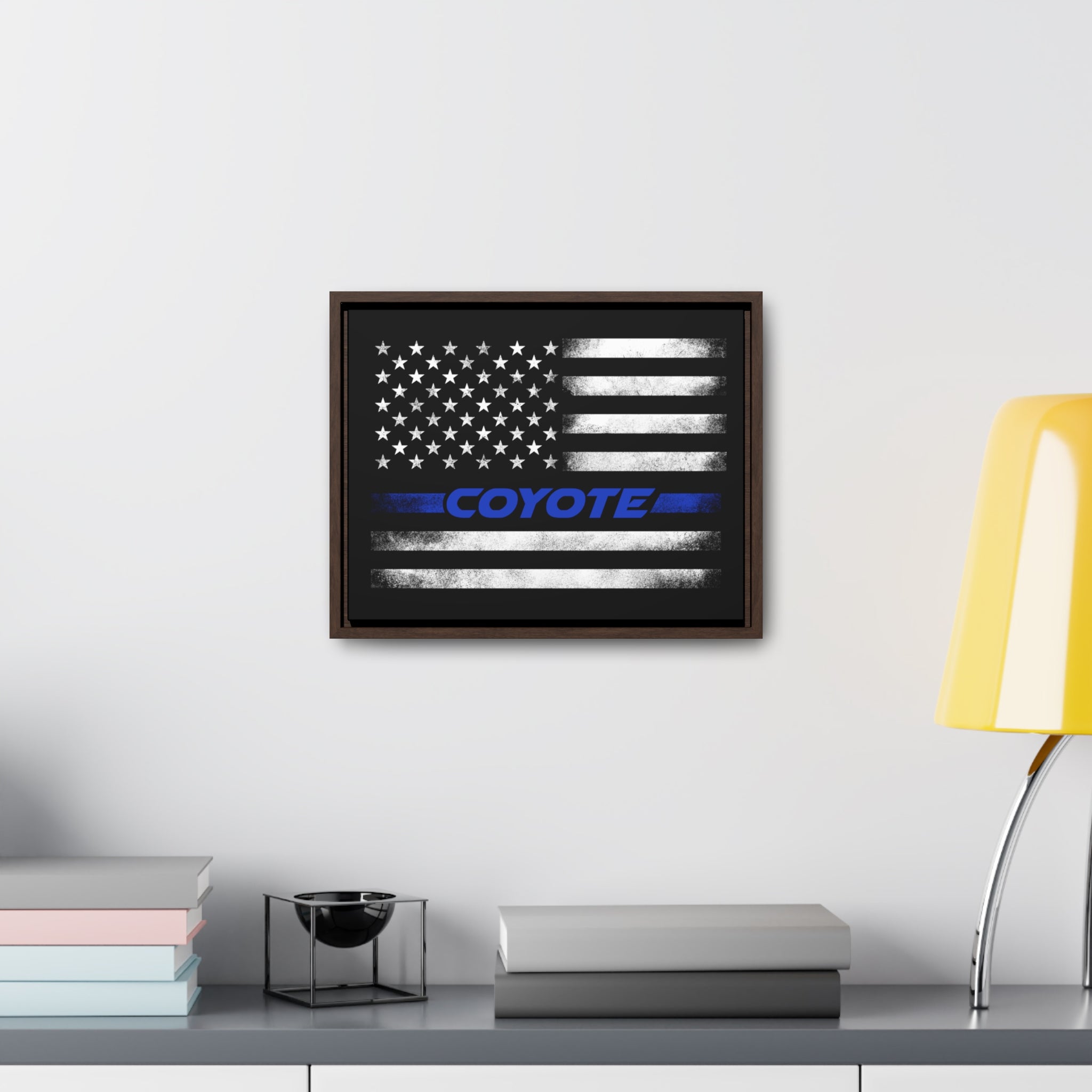 American Flag Coyote Premium Gallery Wrap Canvas (Blue) - 5ohNation